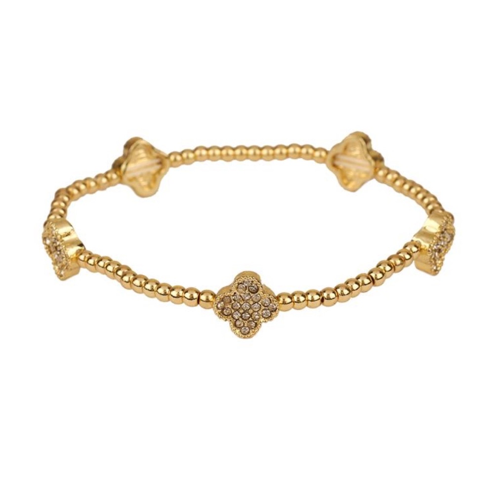 Metal Gold Clover Stretch Bracelet